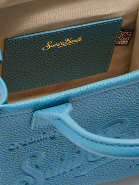Borsa a spalla Vanity Bag Mini in pelle martellata ottanio