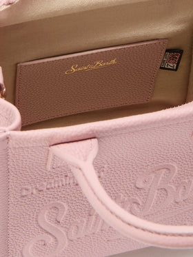 Vanity Bag Mini-Schultertasche aus pinkfarbenem, gehämmertem Leder