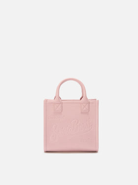 Vanity Bag Mini-Schultertasche aus pinkfarbenem, gehämmertem Leder