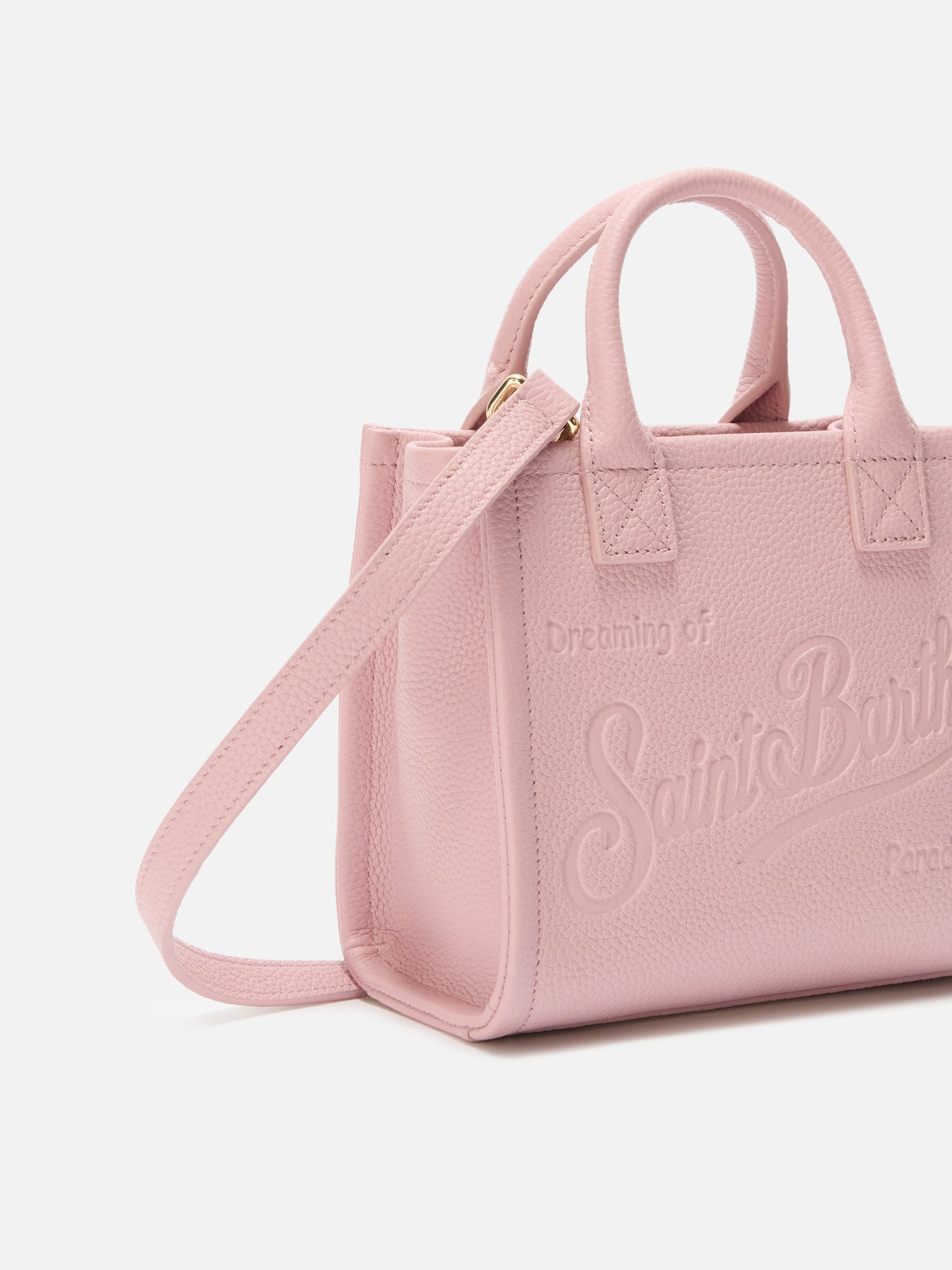 Vanity Bag Mini-Schultertasche aus pinkfarbenem, gehämmertem Leder