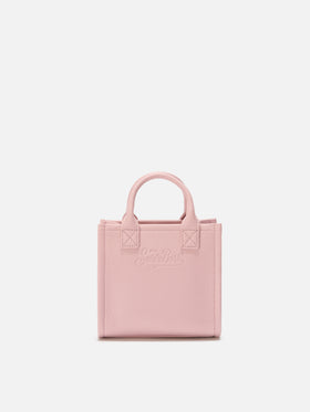 Vanity Bag Mini-Schultertasche aus pinkfarbenem, gehämmertem Leder