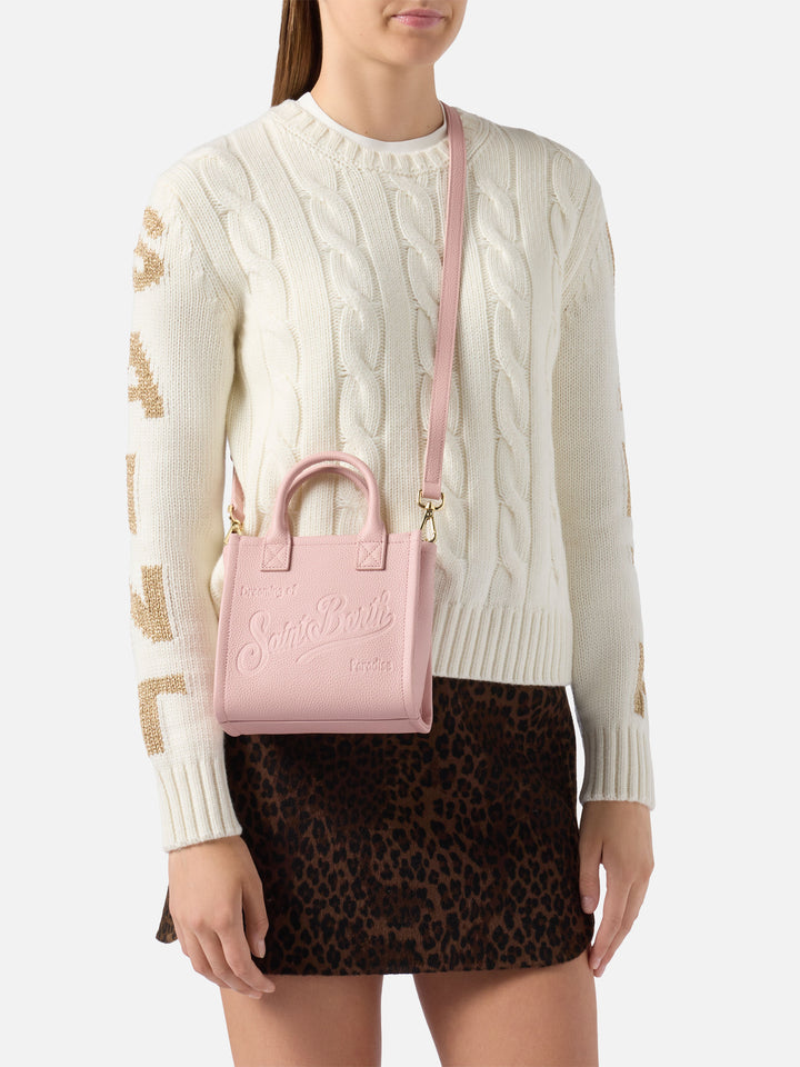 Vanity Bag Mini Shoulder Bag in pink hammered leather