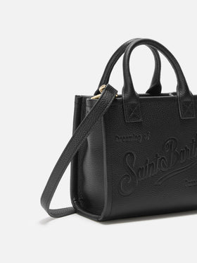 Borsa a spalla Vanity Bag Mini in pelle martellata nera