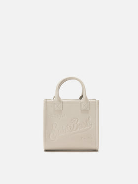 Vanity Bag Mini-Schultertasche aus weißem, gehämmertem Leder