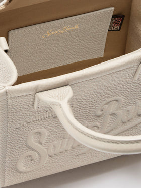 Vanity Bag Mini-Schultertasche aus weißem, gehämmertem Leder