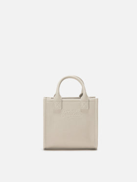 Vanity Bag Mini-Schultertasche aus weißem, gehämmertem Leder