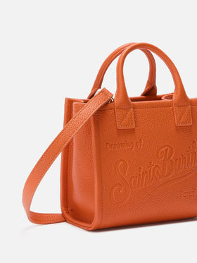 Vanity Bag Mini-Schultertasche aus orangefarbenem, gehämmertem Leder