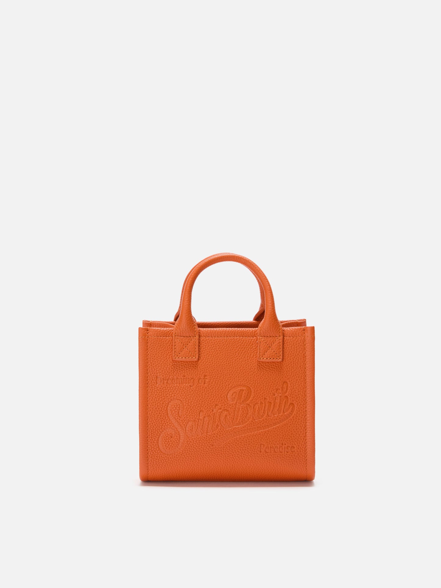 Vanity Bag Mini-Schultertasche aus orangefarbenem, gehämmertem Leder