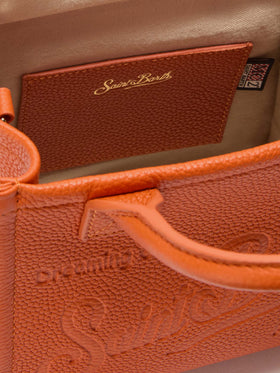 Vanity Bag Mini-Schultertasche aus orangefarbenem, gehämmertem Leder