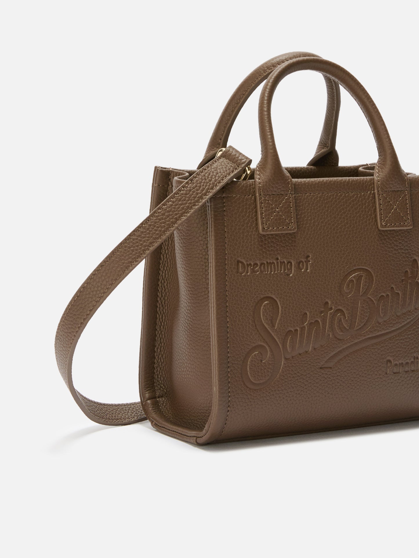 Borsa a spalla Vanity Bag Mini in pelle martellata marrone