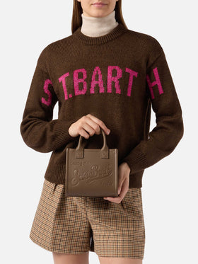 Borsa a spalla Vanity Bag Mini in pelle martellata marrone
