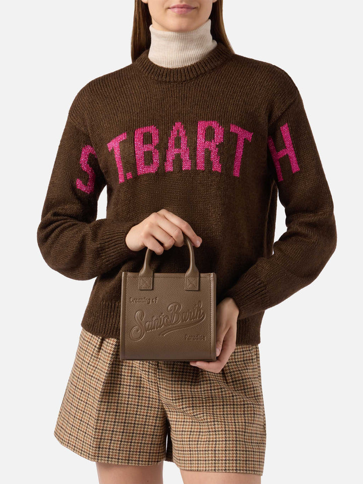 Vanity Bag Mini Shoulder Bag in brown hammered leather
