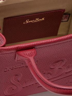 Borsa a spalla Vanity Bag Mini in pelle martellata bordeaux