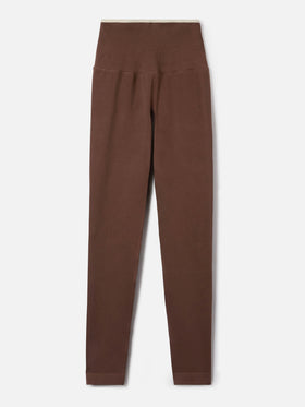 Brown Vega technical fabric sports leggings with contrast trim