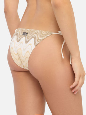 Traingle bikini Leah Virgo in beige raschel knit