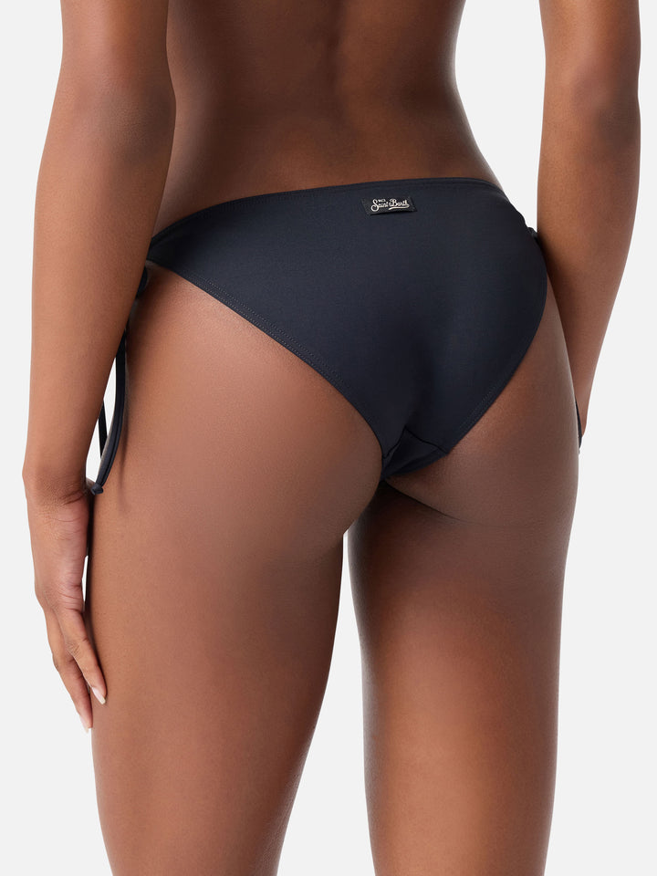 Braguita de bikini Virgo con lazos laterales en negro liso 