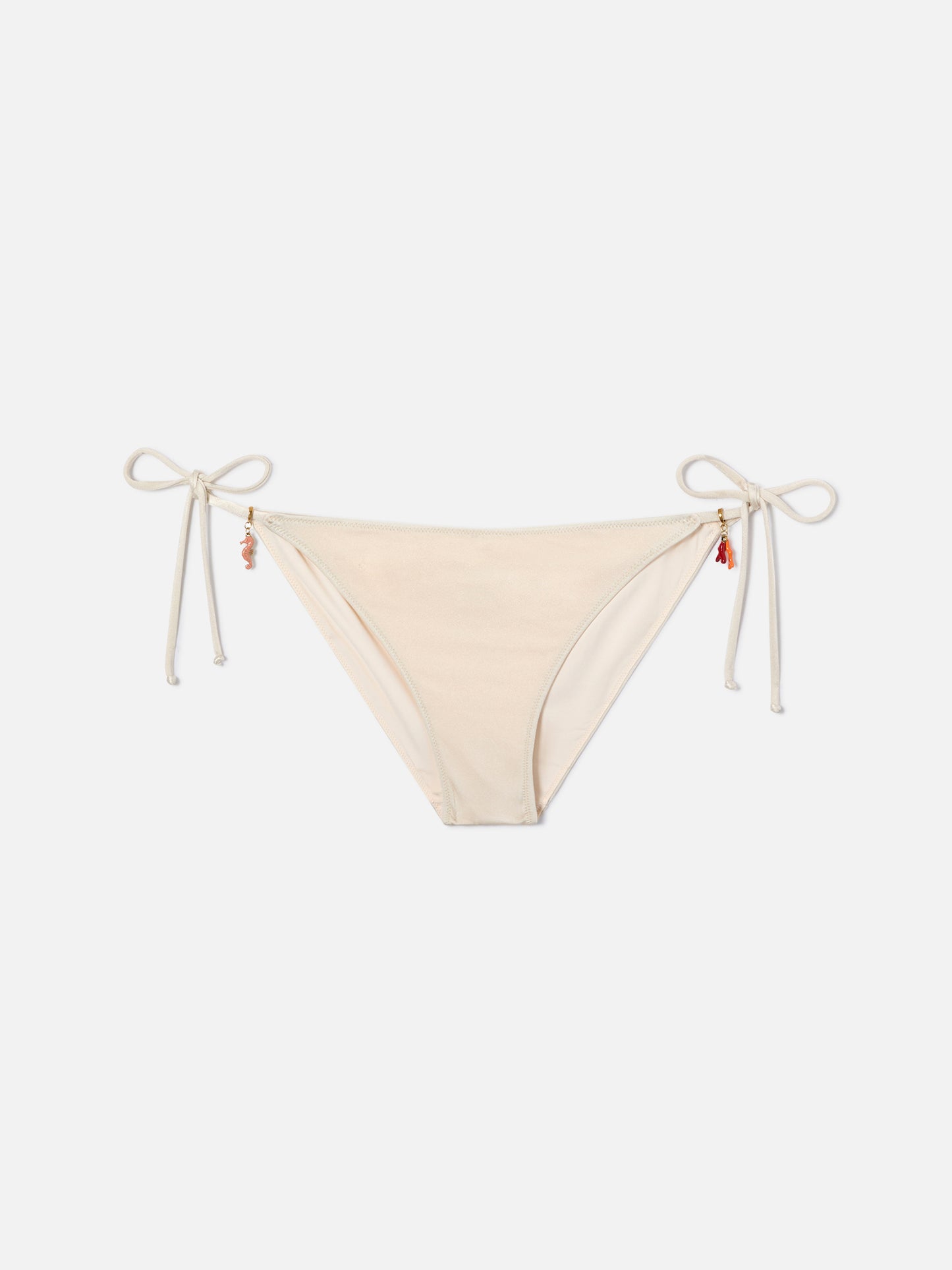 Braguita de bikini clásica Virgo en tejido elástico brillante color crema liso 