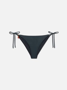 Slip mare Virgo classico in tessuto glossy finish grigio scuro con charms