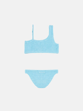 Vivy light blue one-shoulder crinkle bikini - MC2 Saint Barth