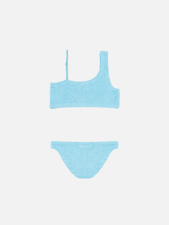 Vivy light blue one-shoulder crinkle bikini - MC2 Saint Barth