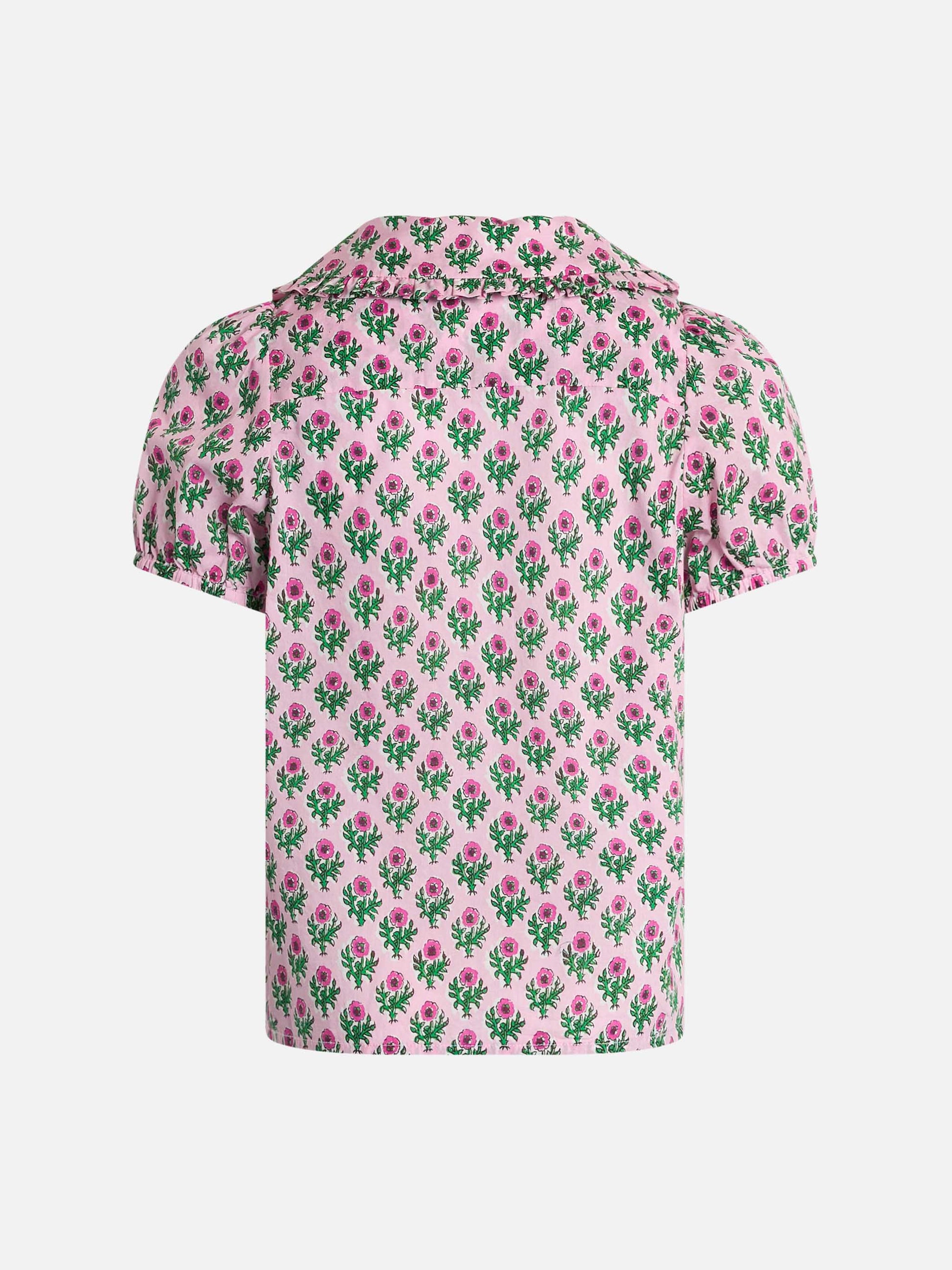 Girl boxy shirt Violan Jr with flower print - MC2 Saint Barth