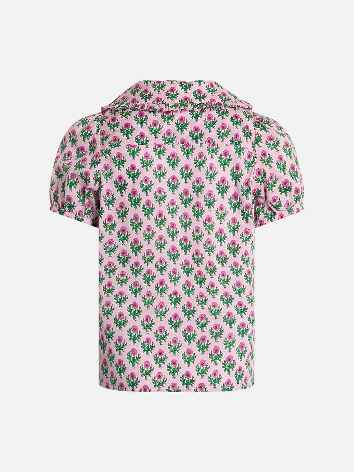 Girl boxy shirt Violan Jr with flower print - MC2 Saint Barth
