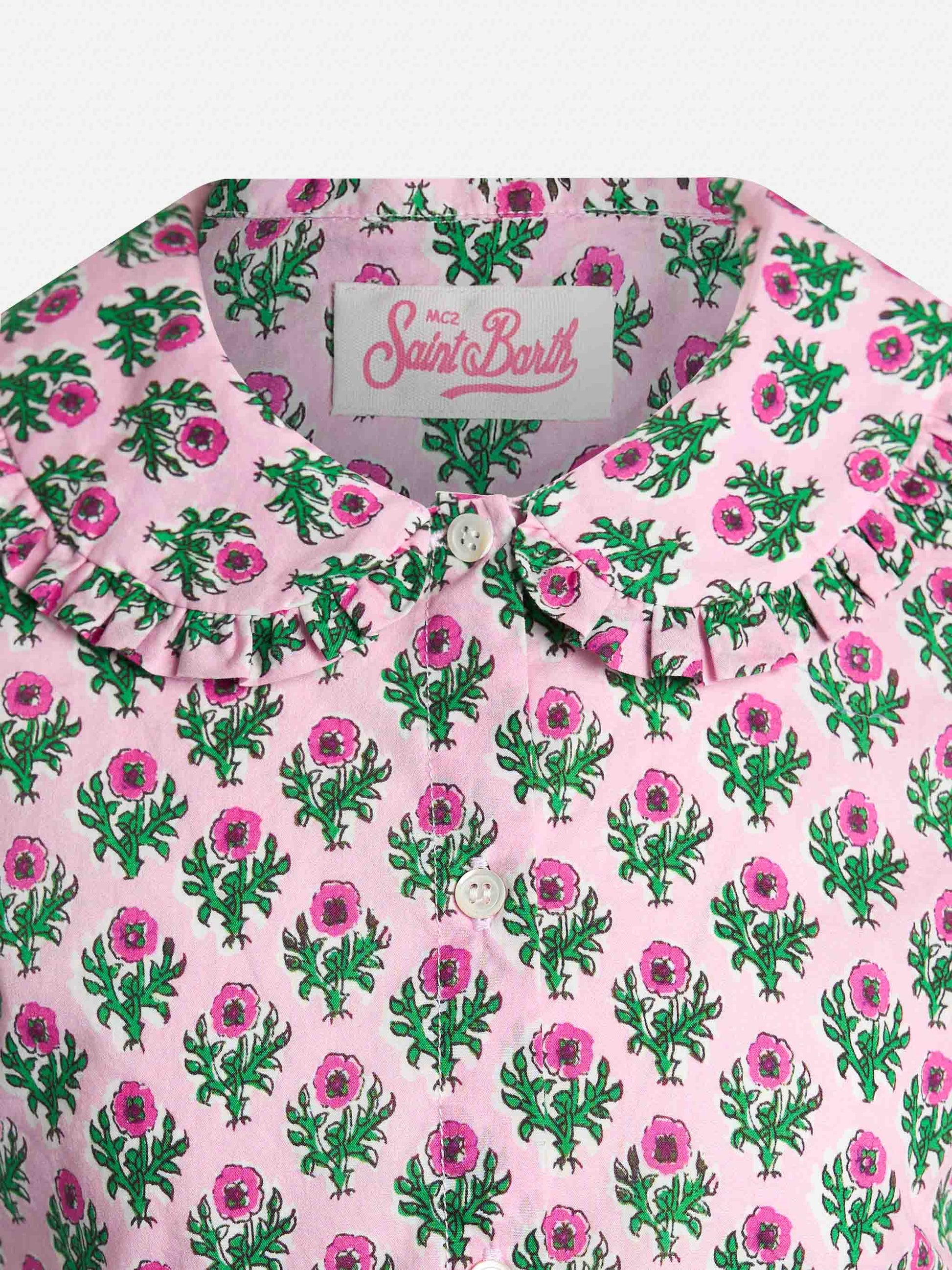 Girl boxy shirt Violan Jr with flower print - MC2 Saint Barth