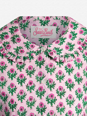 Girl boxy shirt Violan Jr with flower print - MC2 Saint Barth