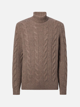Valdez Rollkragenpullover aus reiner Wolle in Haselnuss