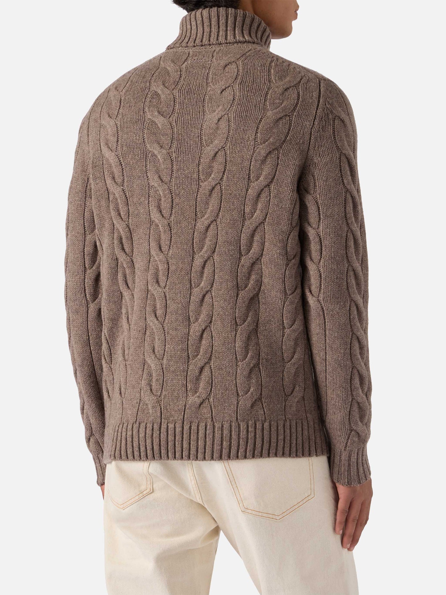 Valdez Rollkragenpullover aus reiner Wolle in Haselnuss