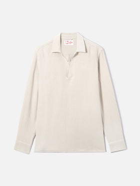 Polo Ventotene de algodón waffle en beige 