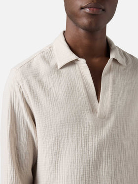 Polo Ventotene de algodón waffle en beige 