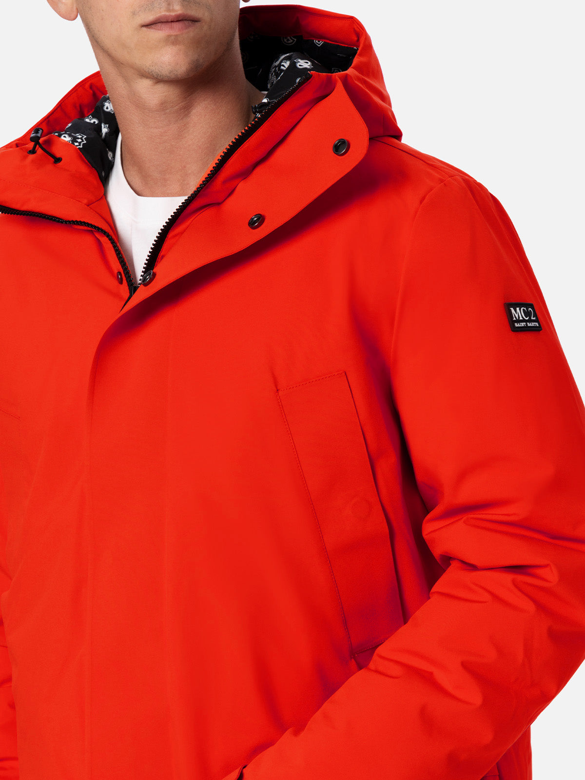 Man hooded parka jacket Voyager with bandanna lining - MC2 Saint Barth