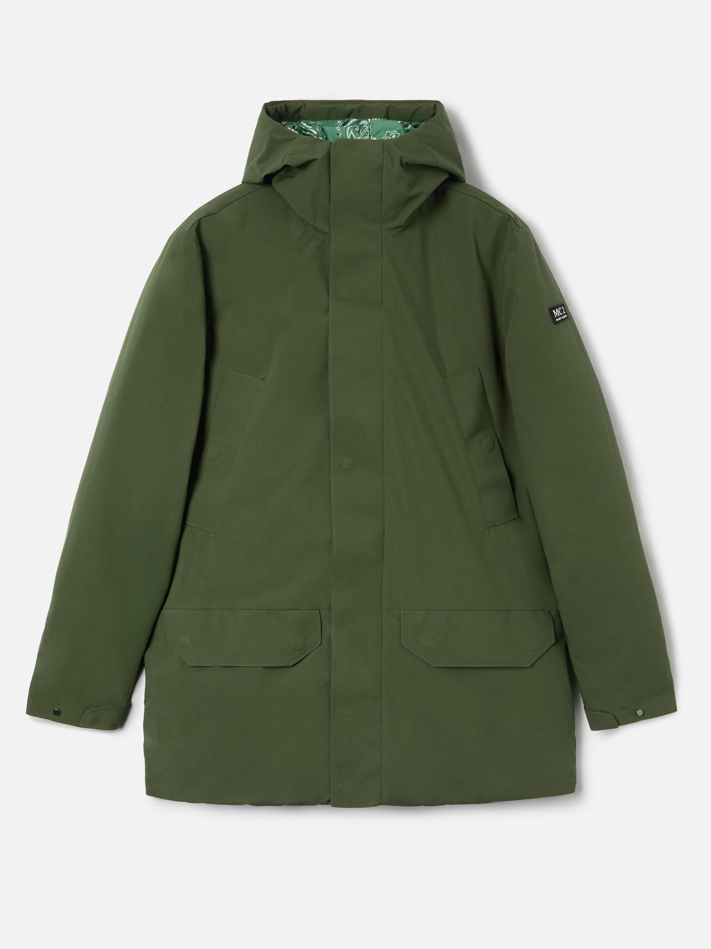 Parka Voyager Down stampa bandana verde militare