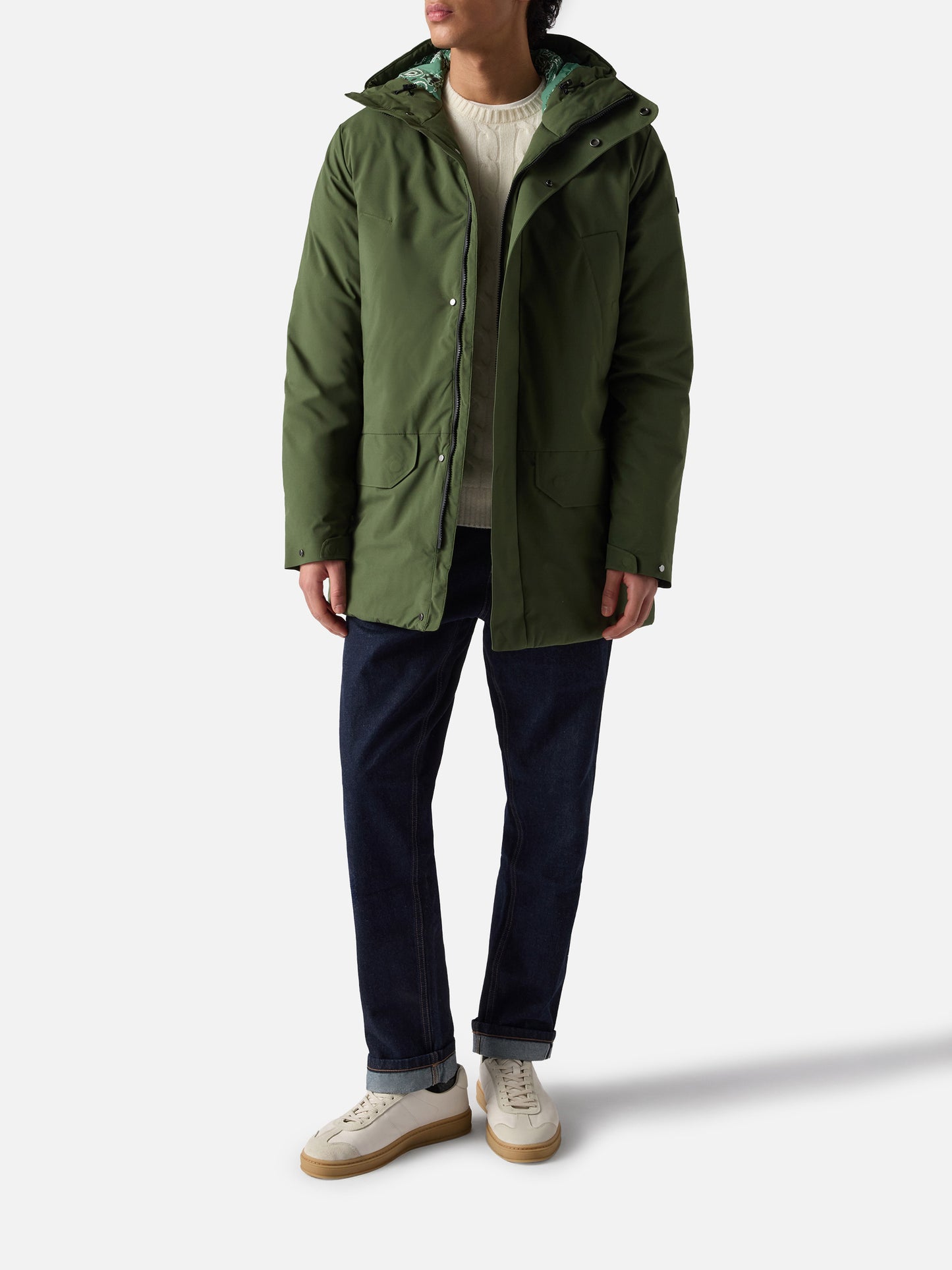 Parka Voyager Down stampa bandana verde militare