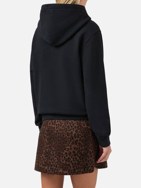 Schwarzer Virginia-Baumwollhoodie mit St. Barth-Stickerei im Animal-Print.