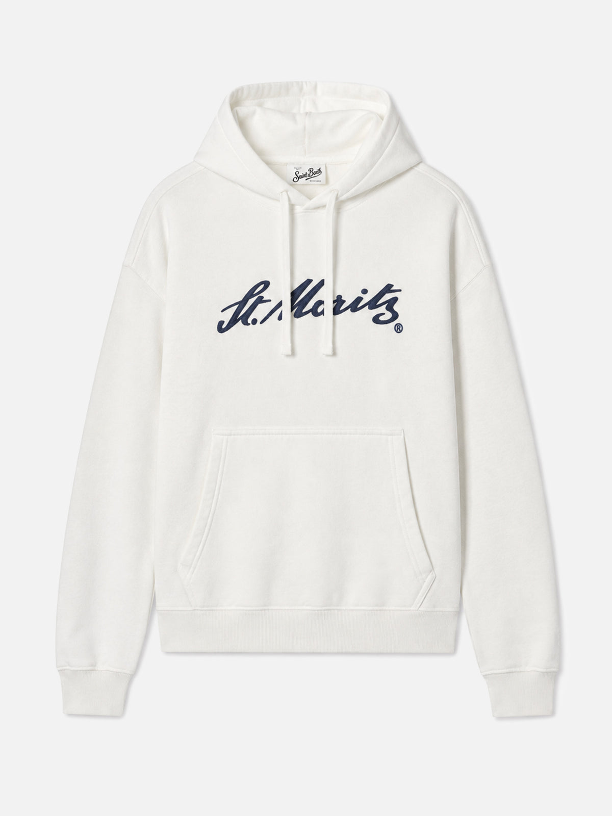 Weißer Virginia Hoodie aus Baumwolle mit St. Moritz-Stickerei | ST. MORITZ SPECIAL EDITION 