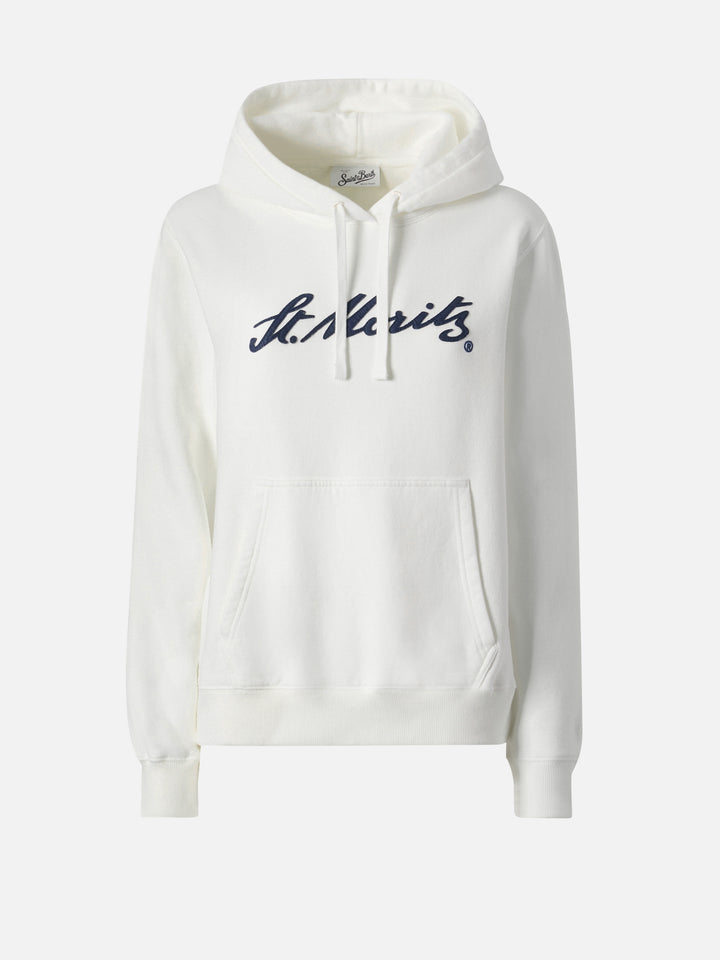 Sudadera con capucha Virginia de algodón en blanco con bordado St. Moritz | ST. MORITZ SPECIAL EDITION 