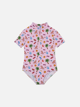 Waikiki one-piece swimsuit  multicolor sketch print