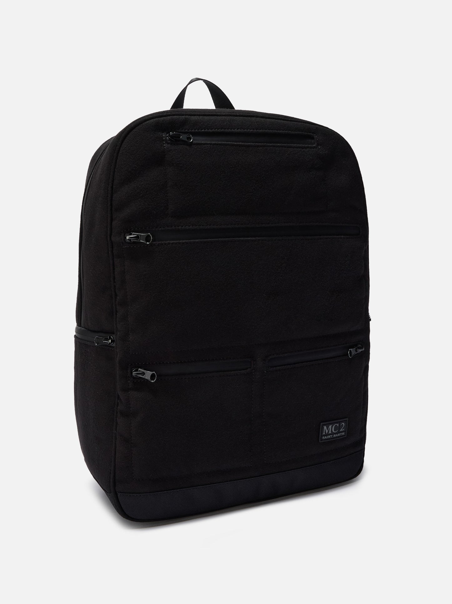 Zaino Wallin Felt in misto lana nero con dettagli in pelle