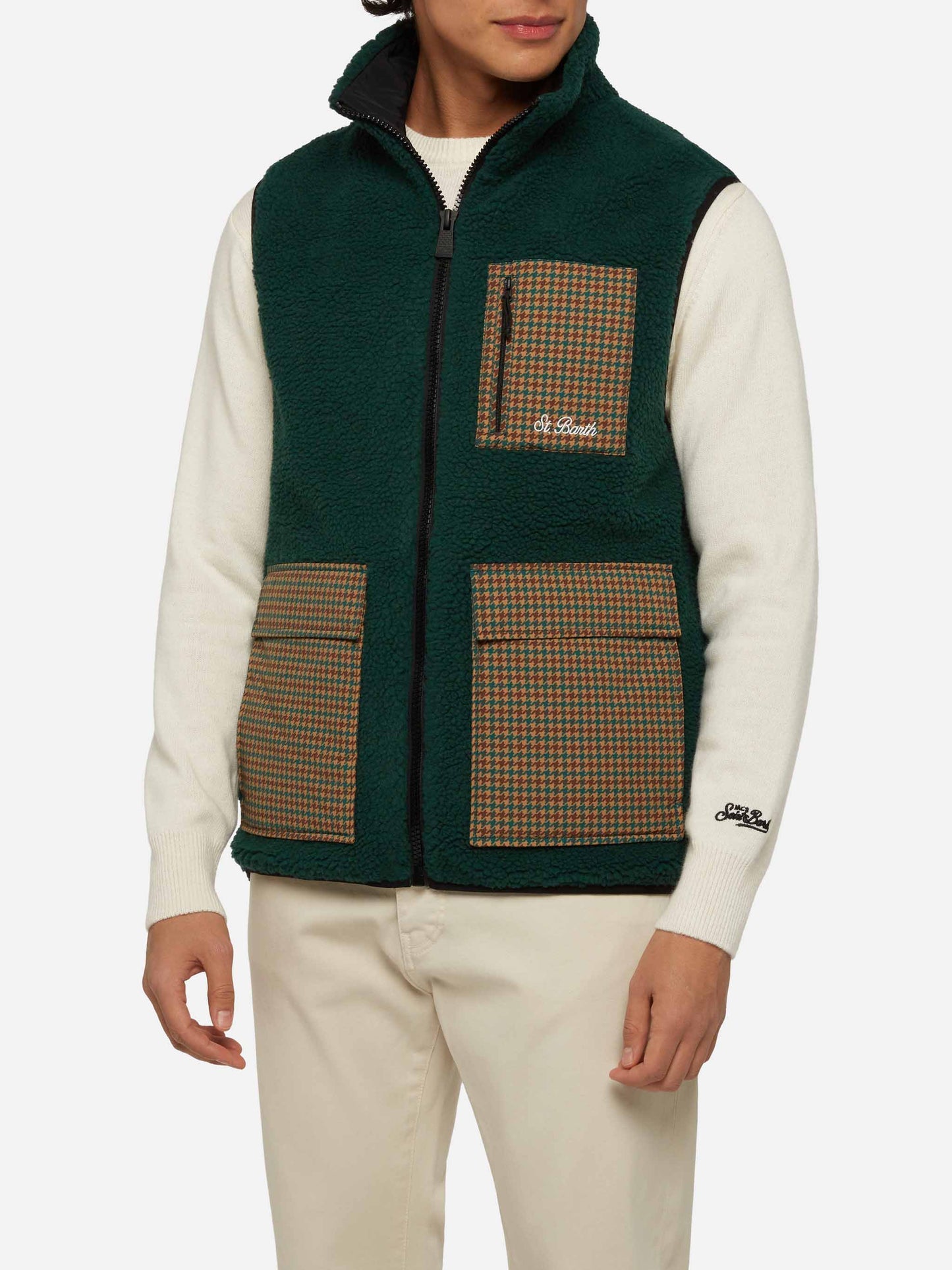 Man teddy vest Wanaka with pied de poul print - MC2 Saint Barth