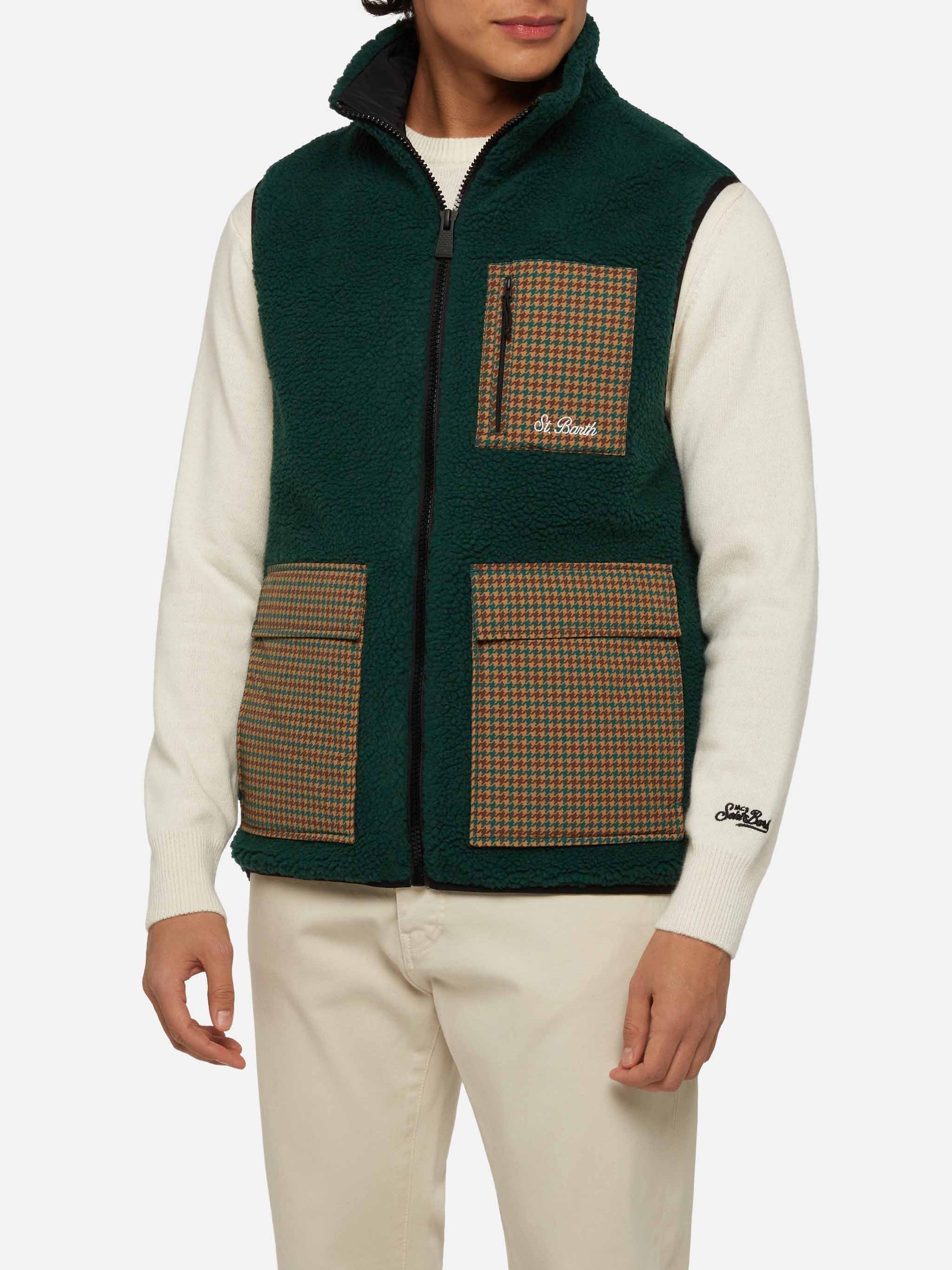 Man teddy vest Wanaka with pied de poul print - MC2 Saint Barth