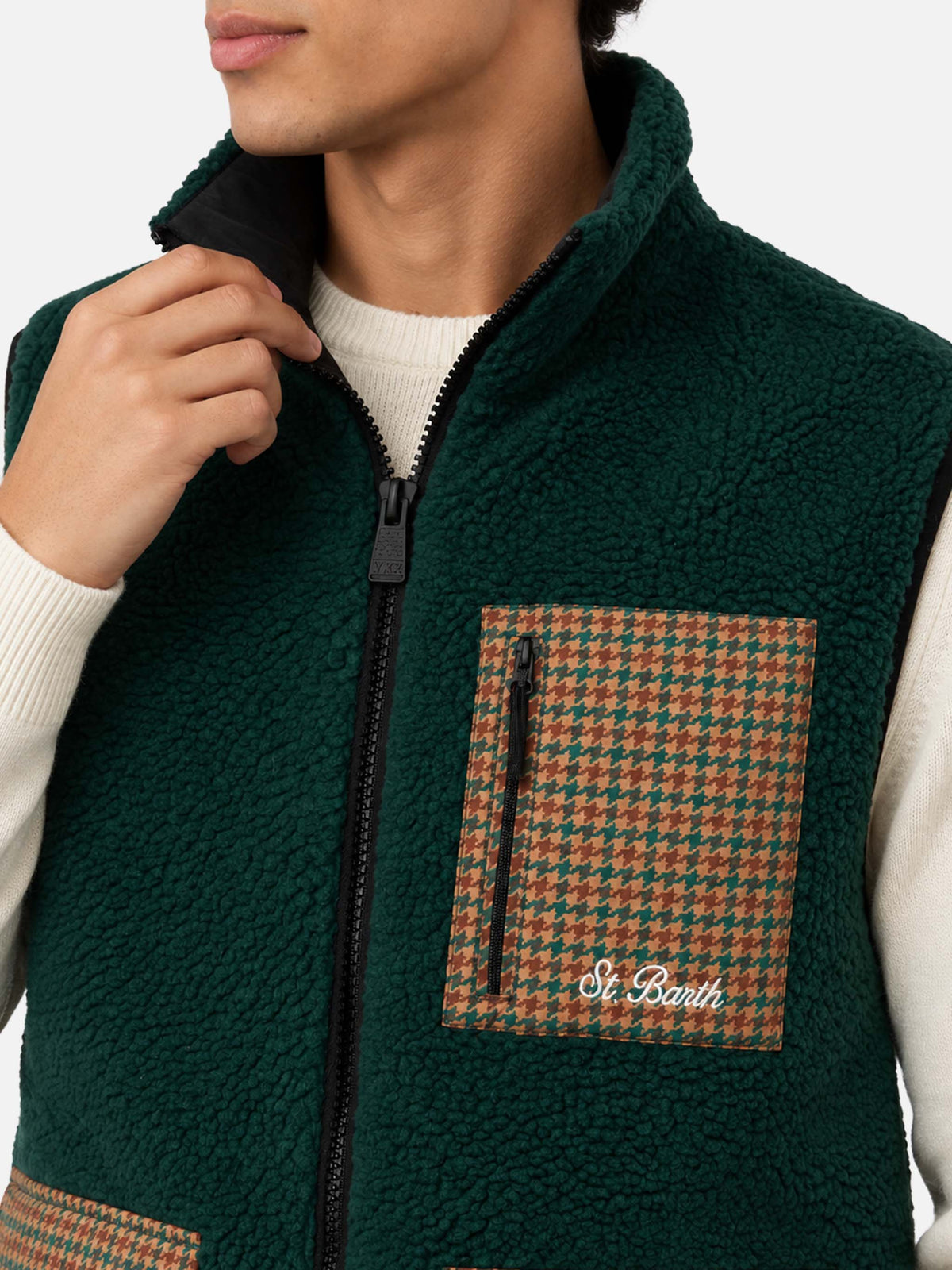 Gilet sherpa Wanaka à motif pied-de-poule 