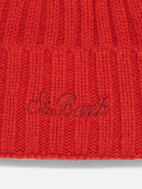 Wengen red cashmere blend hat