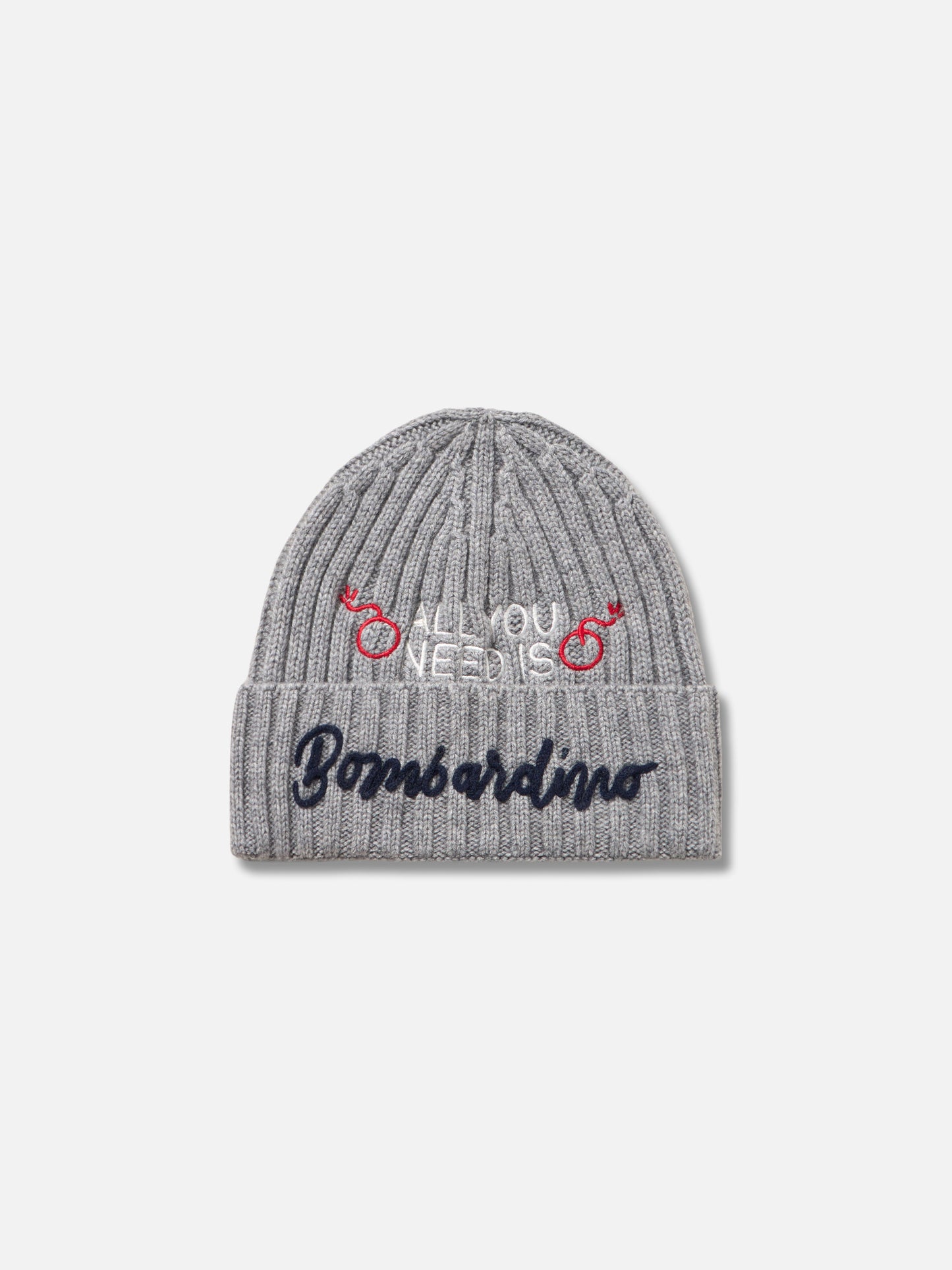 Man mélange grey hat Wengen with All you need Bombardino embroidery | INSULTI LUMINOSI SPECIAL EDITION - MC2 Saint Barth