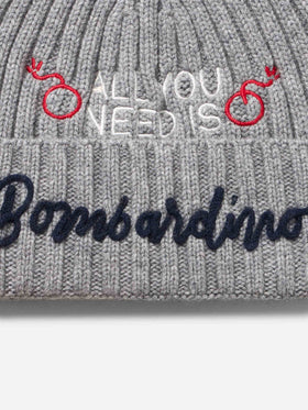 Man mélange grey hat Wengen with All you need Bombardino embroidery | INSULTI LUMINOSI SPECIAL EDITION - MC2 Saint Barth