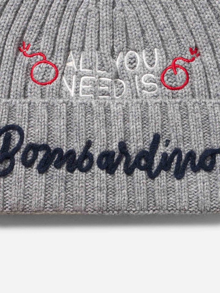 Man mélange grey hat Wengen with All you need Bombardino embroidery | INSULTI LUMINOSI SPECIAL EDITION - MC2 Saint Barth