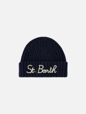 Bonnet Wengen Navy blue avec broderie St. Barth 