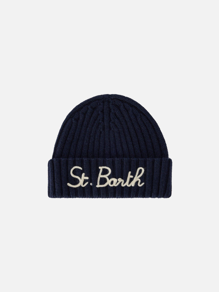 Bonnet Wengen Navy blue avec broderie St. Barth 
