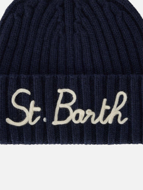 Bonnet Wengen Navy blue avec broderie St. Barth 